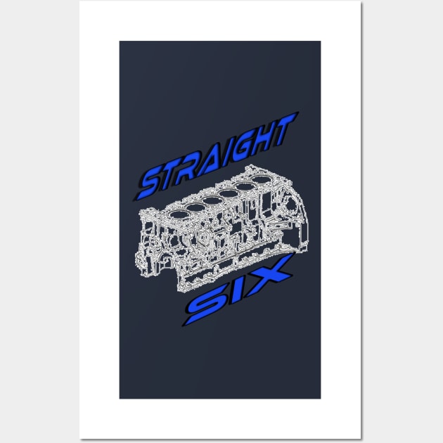 Engine Block Straight 6 (Blue) Wall Art by CarEnthusast